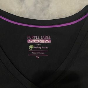 Healing Hands Purple Label yoga scrub top Sz 2x BLACK